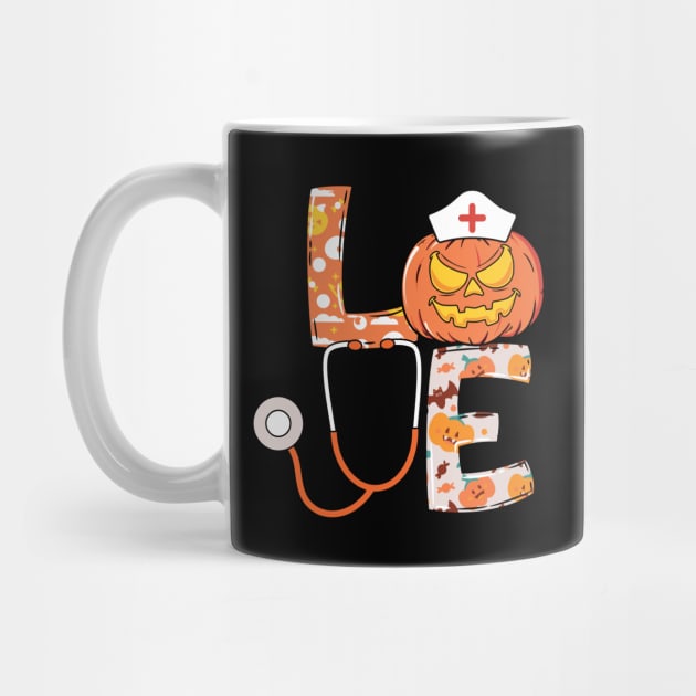 Love Nurse Halloween Gift With Pumpkin by The WYLD Tribe